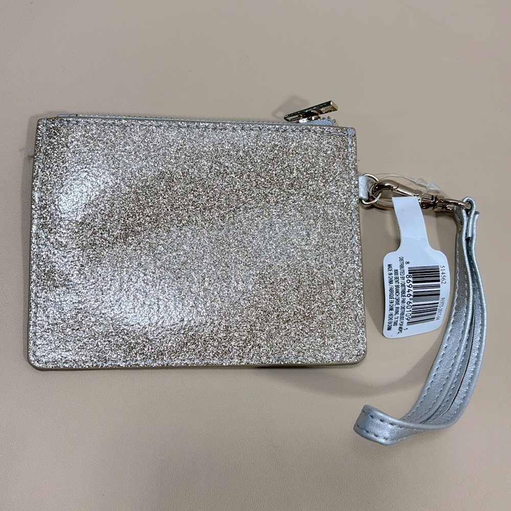 NWT Bead landing small silver and gold glitter wristlet - Picture 2 of 8
